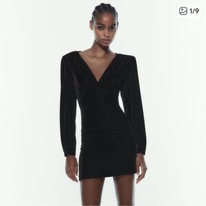Zara Velvet Black Long Sleeve Dress